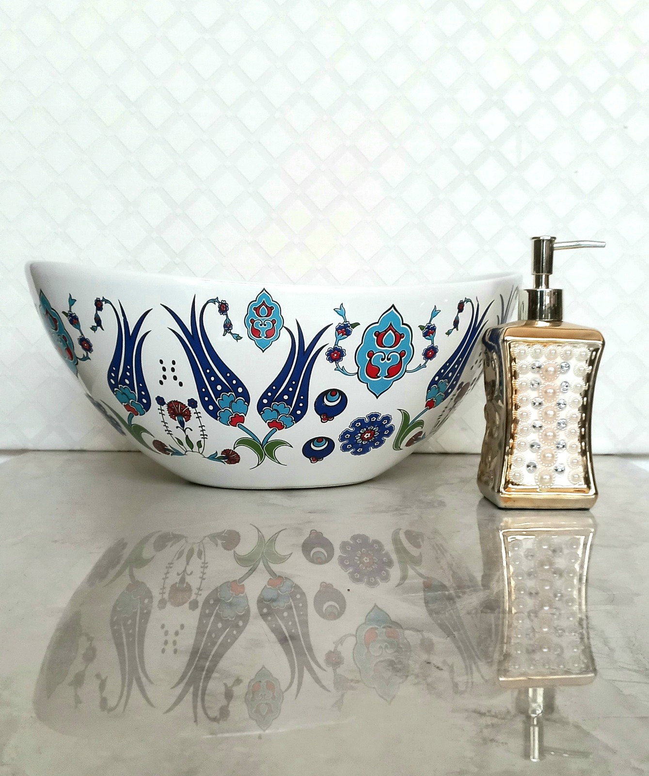 çinili lavabo-Kütahya çini